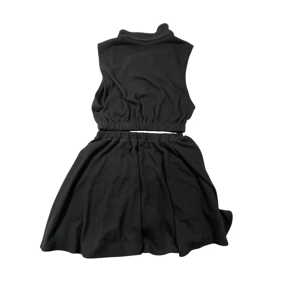 Free‎ People FP Beach Black Ace Terry Crop Top & Skort/Miniskirt Set Size Small